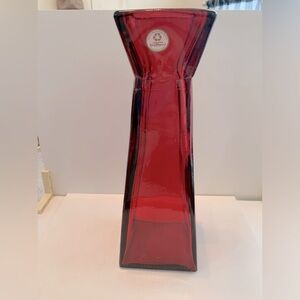 San Miguel Vidrios Recycled Red Glass Vase Hand Made in Spain
